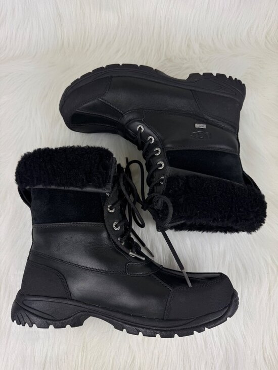 Men’s UGG Butte Waterproof Leather Lace Up Boots Shearling Vibram Sz 7.5 Black main image 13